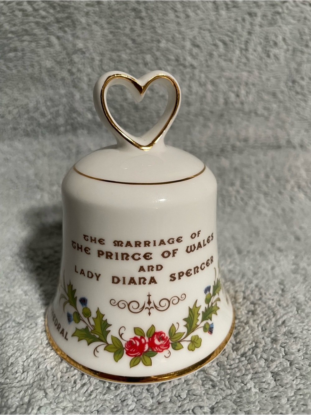 1981 Royal Albert Diana & Charles Wedding Bell with Gold Trim